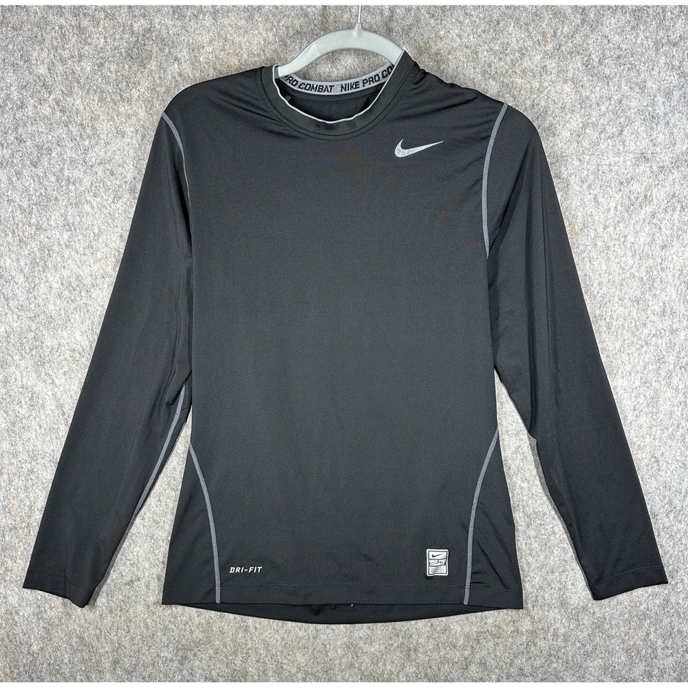 Nike Pro Combat Dri Fit‎ Womens Small Black Compression Shirt Long Sleeve